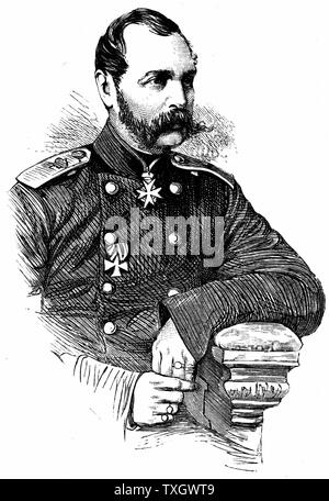 Alexandre II (1818-1881), Tsar de Russie de 1855. Connu comme 'le libérateur'. L'émancipation des serfs en 1861 Gravure Banque D'Images