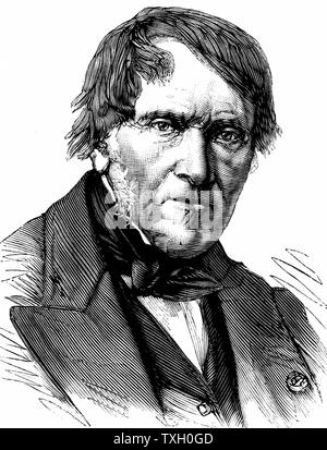 Antoine César Becquerel (1788-1878) Physicien français ; l'électrolyse pour séparer les métaux des minerais ; père d'AE Becquerel. Grand-père de A.H. Becquerel. La gravure sur bois 1878 Banque D'Images