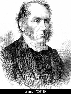 Patrick Bell (1799-1869) pasteur écossais ; inventeur de reaper mécanique (c1827) qui Cyrus McCormick perfectionné. La gravure sur bois 1868 Banque D'Images