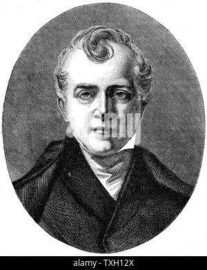 Charles Bell (1774-1842), anatomiste et chirurgien écossais ; découvertes neurologiques ; une paralysie de Bell (paralysie faciale) nommé d'après lui. La gravure sur bois Banque D'Images