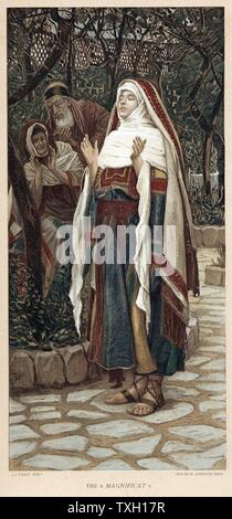 Le Magnificat : Vierge Marie d'accepter le rôle que Dieu a choisi pour elle, et de dire "Mon âme exalte le Seigneur…". Illustration de Jacques Joseph Tissot (James) 'La vie de notre Seigneur Jésus Christ". Londres c1890. Oleograph Banque D'Images