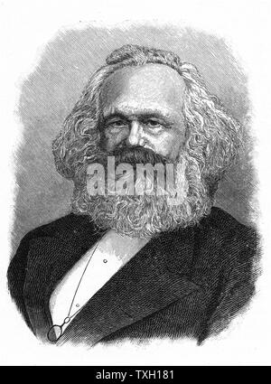 Karl Marx (1818-83) Père de communisme moderne. Politique allemand, social et économique. Gravure Banque D'Images