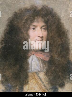 Charles Le Brun (1619-1690) École Française Portrait du roi Louis XIV de France (1638-1715) 1667 Pastel sur papier (0,52 x 0,40 m.) Paris, musée du Louvre Banque D'Images