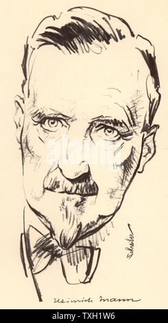 Heinrich Mann (1871-1950), romancier allemand. Frère aîné de l'écrivain Thomas Mann. D'après un croquis daté 1934. Banque D'Images