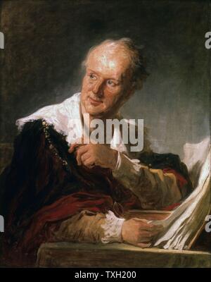 Jean Honoré Fragonard (1732-1806) École Française Portrait de Denis Diderot (1713-1784) 18e siècle Huile sur toile (81x 65 cm) Paris, musée du Louvre Banque D'Images