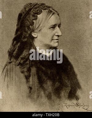Clara Schumann (née Clara Wieck - 1819-1896) pianiste allemand en 1889. Veuve du compositeur Robert Schumann. Demi-teinte. Banque D'Images