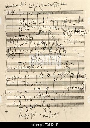 Johannes Brahms (1833-1897), compositeur allemand. Manuscrit de la partition de la 'Alto Rhapsody'. Banque D'Images