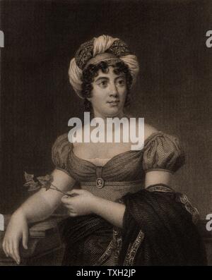 Germaine de Staël (1766-1817) Femme de lettres française, romancier, intellectuelle, politique et propagande. Fille du banquier Jacques Necker. Après la gravure portrait par François Gérard. À partir de 'La galerie de portraits', Vol VI, par Charles Knight (Londres, 1836). La gravure. Banque D'Images