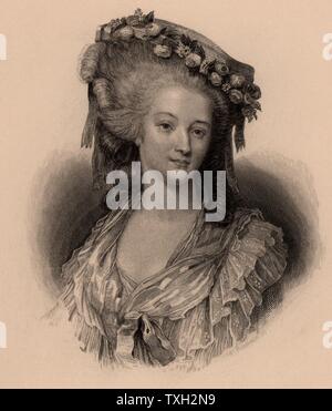 Marie Thérèse Louise, princesse de Lamballe (1749-92) aristocrate français marié à Louis de Bourbon. Un ami de Marie-Antoinette, elle a refusé de prêter serment de la détestation de la monarchie et assassiné par des émeutiers comme elle a quitté d'audience. La gravure. Banque D'Images