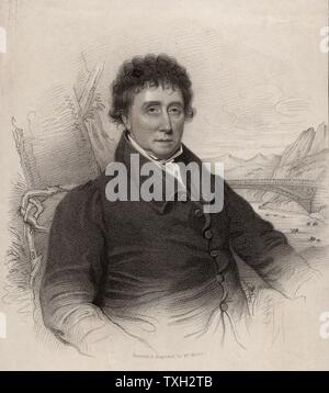 Thomas Telford (1757-1834) ingénieur civil écossais, né à Westkirk, Langholm. Apprenti chez un tailleur à l'âge de 14 ans, il est devenu l'éminent ingénieur civil de sa génération et a été appelé le Colosse de routes pour les améliorations qu'il a fait à 1 000 kilomètres de routes. Parmi ses œuvres sont le canal d'Ellesmere, qui comprenait le viaduc de Chirk et le pont-aqueduc, Cysylte le Canal Calédonien, des améliorations à la London à Holyhead Road qui comprenait le Pont Suspendu de Menai, et St Katherine's Docks, Londres. Banque D'Images