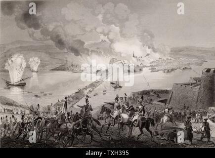 La guerre russo-turque (Crimée) 1853-1856. Siège de Sébastopol (Sébastopol) Octobre 1854 à septembre 1855. Vu du Sud montrant le retrait russe le 8 septembre 1855. Gravure c1860 Banque D'Images