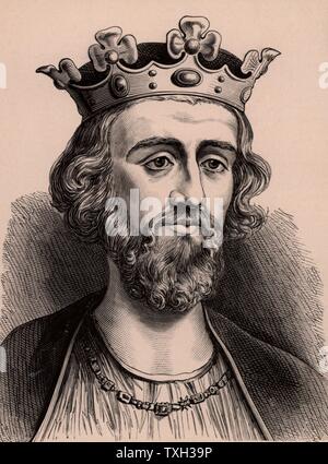 Édouard II (1284-1327) Roi d'Angleterre de 1307, fils d'Edouard I et Aliénor de Castille. Créé Prince de Galles en 1301. Forcé d'abdiquer et assassinés en château de Berkeley en 1307. Un membre de la dynastie Plantagenêt. Vers 1900 gravure sur bois Banque D'Images
