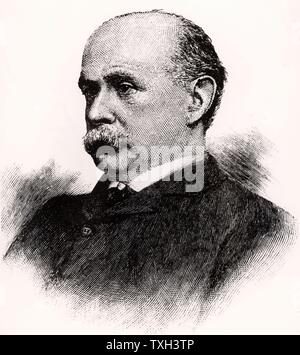 Charles Francis Adams Jnr (1835-1915) L'économiste américain, historien et expert de fer. Membre du Conseil de Commissaires du Massachusetts Railroad (1869-1879). Président de l'administration gouvernementale sur l'Union Pacific Railroad et son président (1884-1890). Gravure tirée de 'Les chemins de l'Amérique". Londres, 1890. Banque D'Images