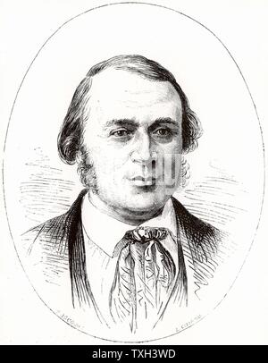 (Jean ) Louis (Rodolphe) Agassiz (1807-1873), naturaliste américain né en Suisse et glaciologue à l'âge de 40 ans. Gravure tirée de 'La nature' (Paris, 1874). Banque D'Images