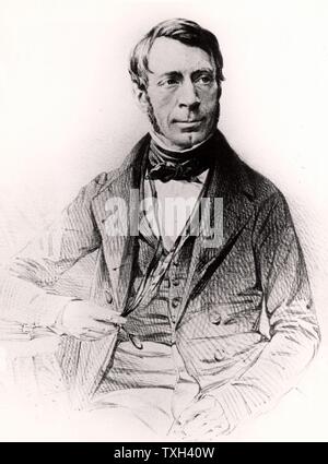 George Biddell Airy (1801-1892), astronome et géophysicien français né à Alnwick, Northumberland. Astronome Royal et directeur de l'Observatoire Royal de Greenwich (1835-1881). La gravure. Banque D'Images