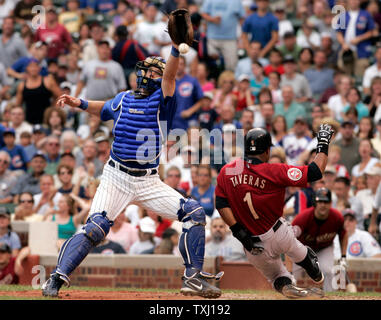 Chicago Cubs center fielder Michael Hermosillo (32) in the first inning of  a baseball game Thursday, April 14, 2022, in Denver. (AP Photo/David  Zalubowski Stock Photo - Alamy