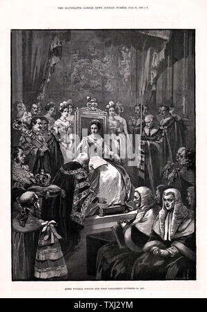 Illustrated London News 1887 Rapports du jubilé de la Reine Victoria l'ouverture de son premier parlement en 1837 Banque D'Images