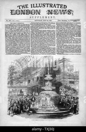 1851 Illustrated London News front page signalé la grande exposition à Hyde Park Banque D'Images