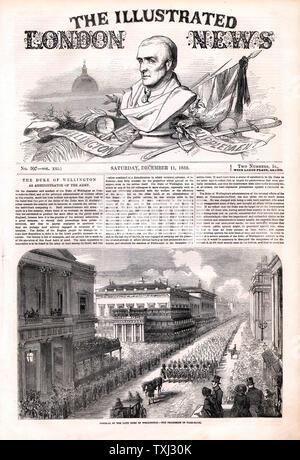 1852 Illustrated London News front page reporting les obsèques du duc de Wellington Banque D'Images