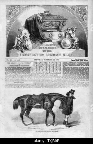 1852 Illustrated London News front page reporting les obsèques du duc de Wellington Banque D'Images