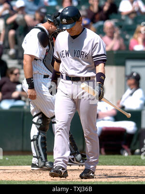 New York Yankees Hideki Matsui frappe dehors contre les White Sox de Chicago à Chicago le 16 mai 2007. (Photo d'UPI/David banques) Banque D'Images