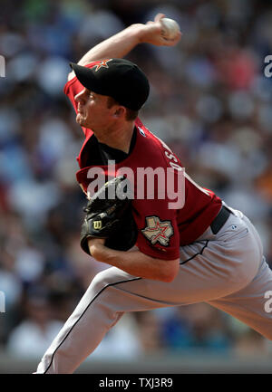 Le lanceur partant des Houston Astros Roy Oswalt lance contre les Cubs de Chicago dans la quatrième manche à Wrigley Field de Chicago le 14 juillet 2007. (UPI Photo/Mark Cowan) Banque D'Images