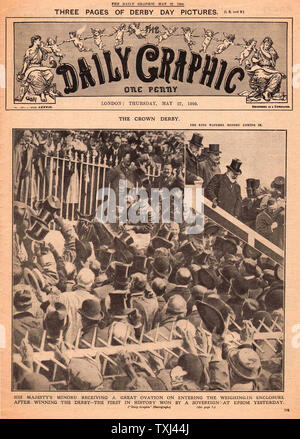 1909 Daily Graphic Le Roi George V à la Derby Banque D'Images