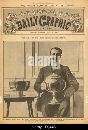1909 Daily Graphic front page Louis Blériot Premier vol transmanche Banque D'Images