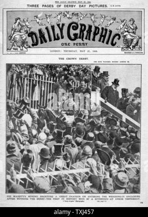 1909 Daily Graphic Le Roi George V à la Derby Banque D'Images