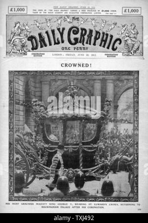 1910 Daily Graphic front page couronnement du roi George V Banque D'Images