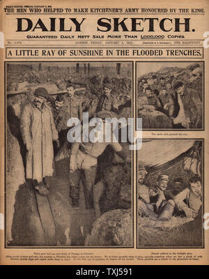 1915 Daily Sketch page avant la Seconde Guerre mondiale, l'une des tranchées Banque D'Images