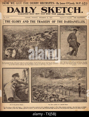 1915 Daily Sketch page avant la Première Guerre mondiale des Dardanelles Banque D'Images