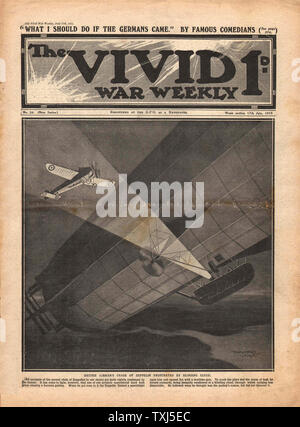 1915 La guerre vive front page hebdomadaire Zeppelin Banque D'Images
