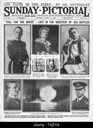 1916 front page picturale dimanche bataille du Jutland Banque D'Images