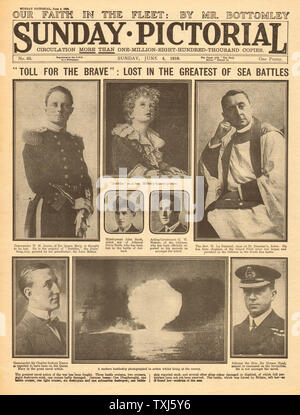 1916 front page picturale dimanche bataille du Jutland Banque D'Images