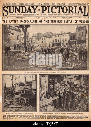 1916 dimanche avant la page déclaration picturale Bataille de Verdun Banque D'Images