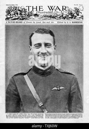 1916 La guerre front page Cpt. Leefe Robinson, le lieutenant Wulstan tempête & Le Lieutenant Sowrey, Zeppelin Victoires Flying Corps Banque D'Images