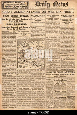 1918 Daily News front page Front occidental de rapports Banque D'Images