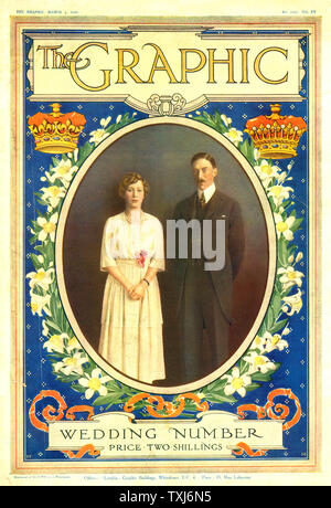 1922 Le graphique/la page déclaration Princess Mary Mariage Royal à Viscount, Vascelles Banque D'Images