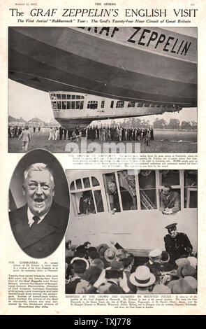 1931 La sphère Graf Zeppelin airship visites Grande-bretagne Banque D'Images