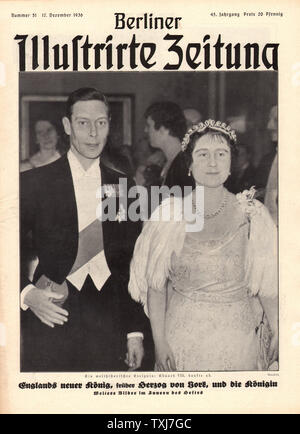 1936 Berliner Illustrirte Zeitung Nouveau Roi George VI et la reine Elizabeth Banque D'Images