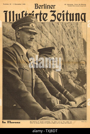 1940 Berliner Illustrierte Beobachter Adolf Hitler à Florence avec Benito Mussolini Banque D'Images