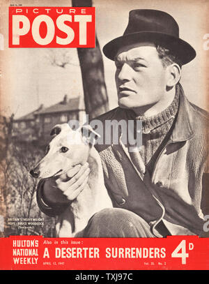 1947 Photo Post magazine front page montrant Bruce Woodcock boxer Banque D'Images