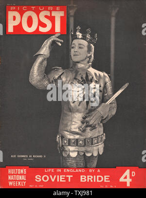 1947 Photo Post magazine front page montrant Alec Guinness que Richard II Banque D'Images