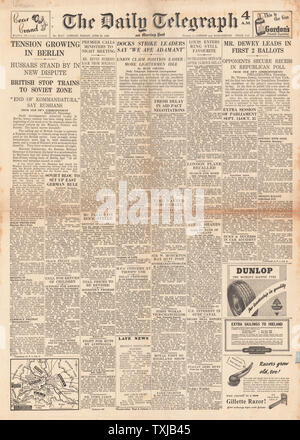 1948 Daily Telegraph front page Pont Aérien de Berlin Banque D'Images