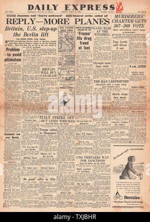 1948 Première page de journal Daily Express Berlin Airlift Banque D'Images