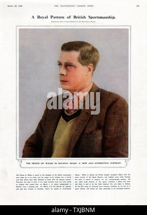 1930 Illustrated London News Prince de Galles (futur roi Édouard VIII) Banque D'Images
