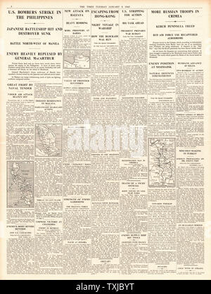 1942 page 4 la fois Bataille pour les Philippines, en Crimée et en Libye Banque D'Images