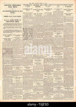 1942 page 4 la fois bataille pour la Guinée et la Birmanie Banque D'Images