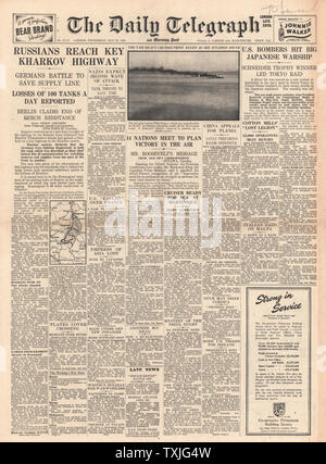 1942 front page Daily Telegraph Bataille pour Kharkov Banque D'Images